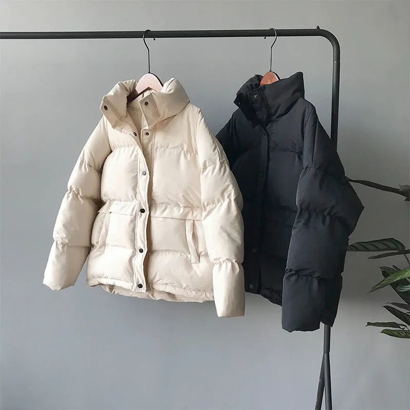 Preppy Style Winter Stand Collar Parka Coat Jackets