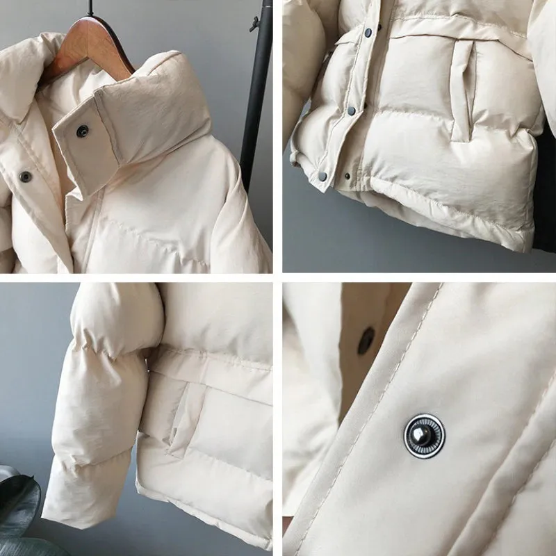 Preppy Style Winter Stand Collar Parka Coat Jackets