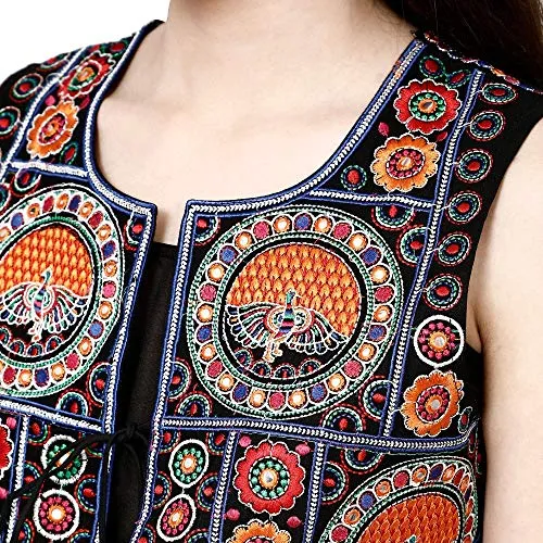 Prijam Women's Embroiderd Ethnic Shrugor Jacket RL 04 XXL and Special Embroidered Cotton Koti/Jacket/Waist Coat for Women