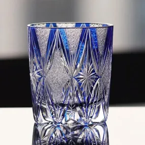 Private Collection Blue Lagune Japanese Edo Kiriko Crystal Hand Cut Whiskey Crystal Glass