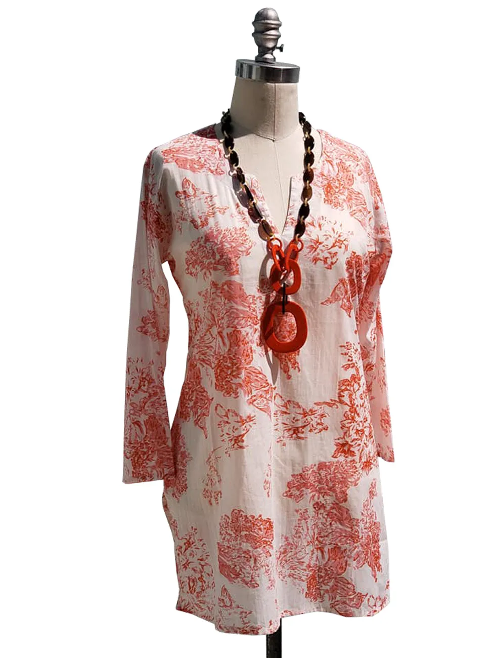 Raja Cotton Tunic Coral Toile