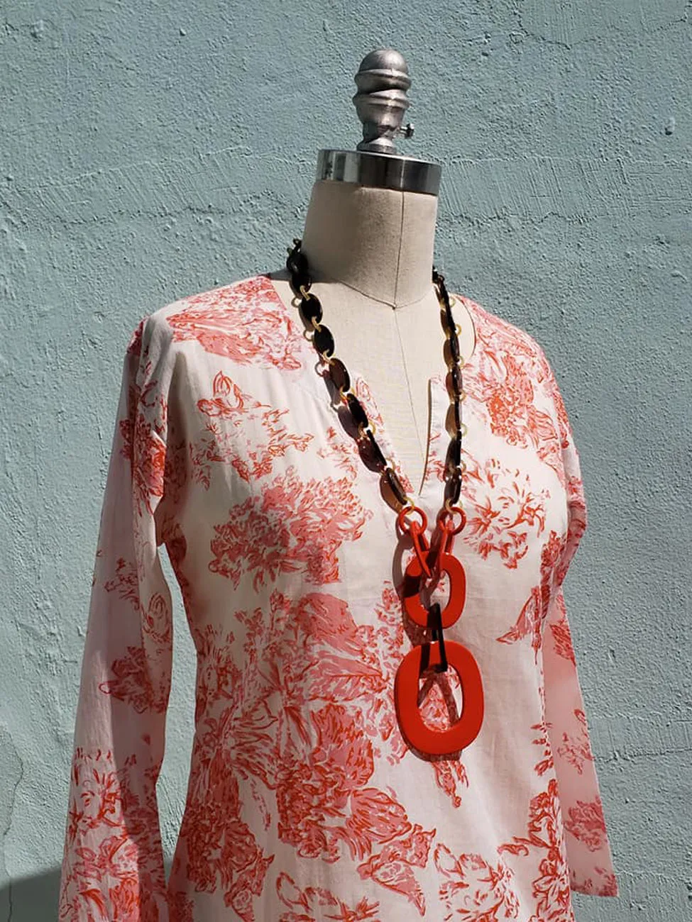 Raja Cotton Tunic Coral Toile