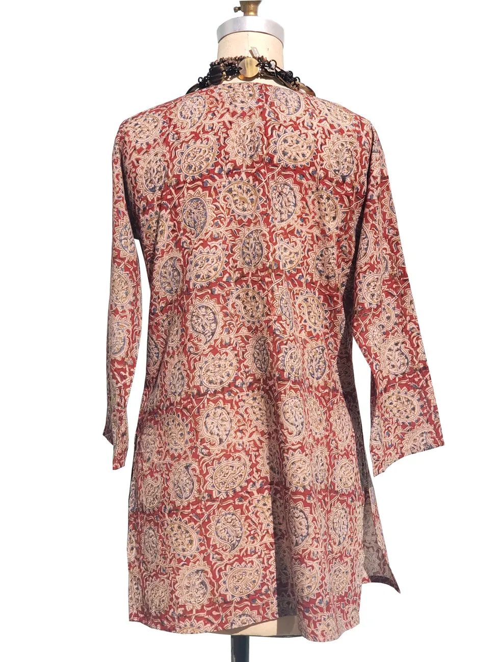 Raja Cotton Tunic Paisley Block Wine