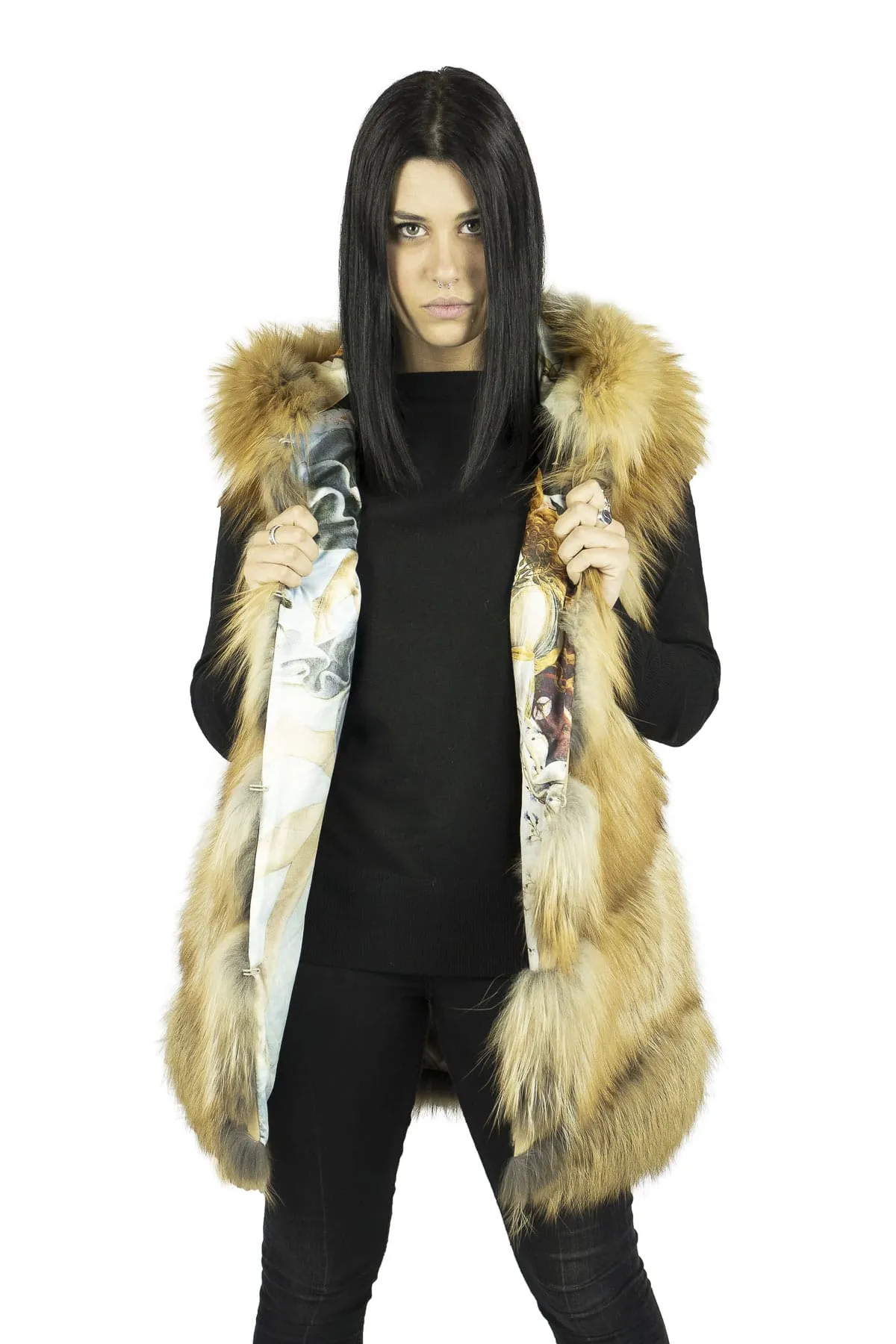 Red Fox Vest with Hood