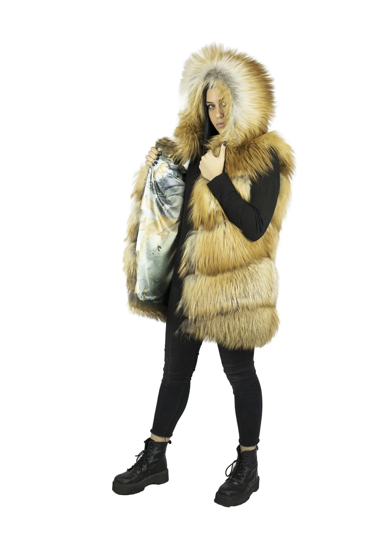 Red Fox Vest with Hood