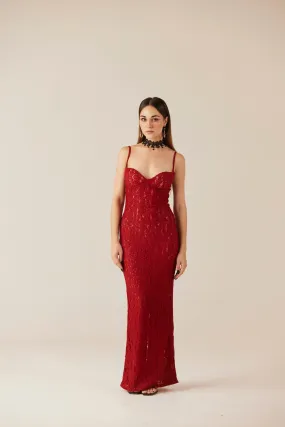 Red Hearts Aflame Lace Sweetheart neck  Dress