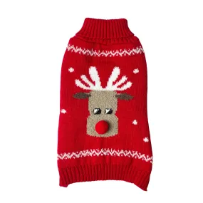 Red Nose Reindeer Sweater | Christmas Dog Jumper by Happy Pet