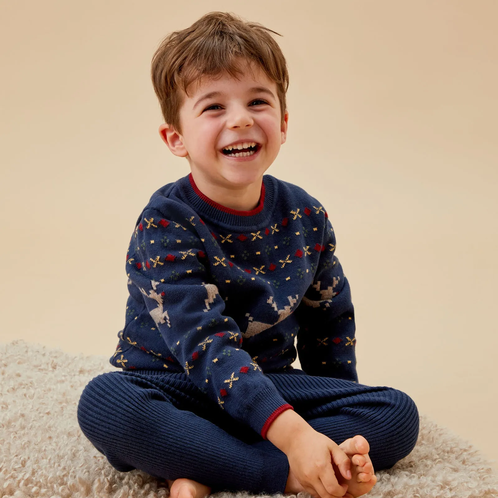 Reindeer Fair Isle Knitted Jumper & Leggings Outfit