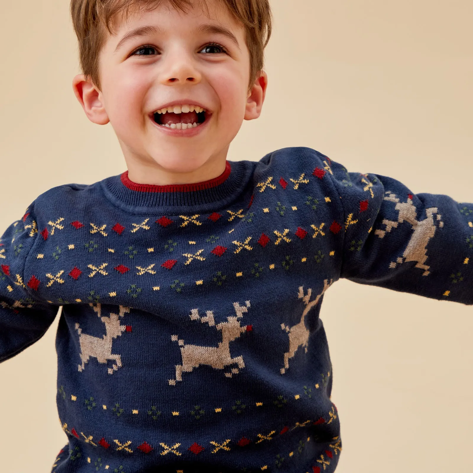 Reindeer Fair Isle Knitted Jumper & Leggings Outfit