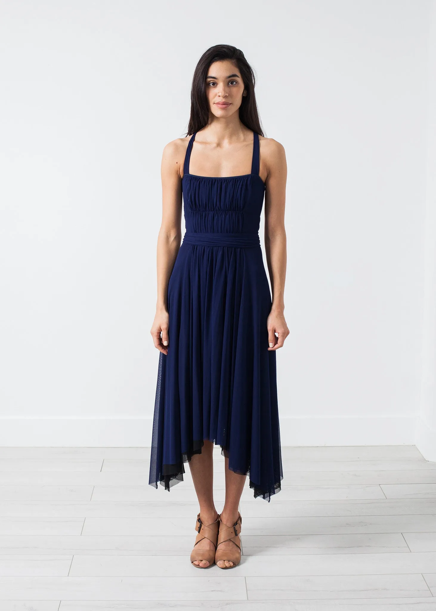 Ruched Party Dress in Navy