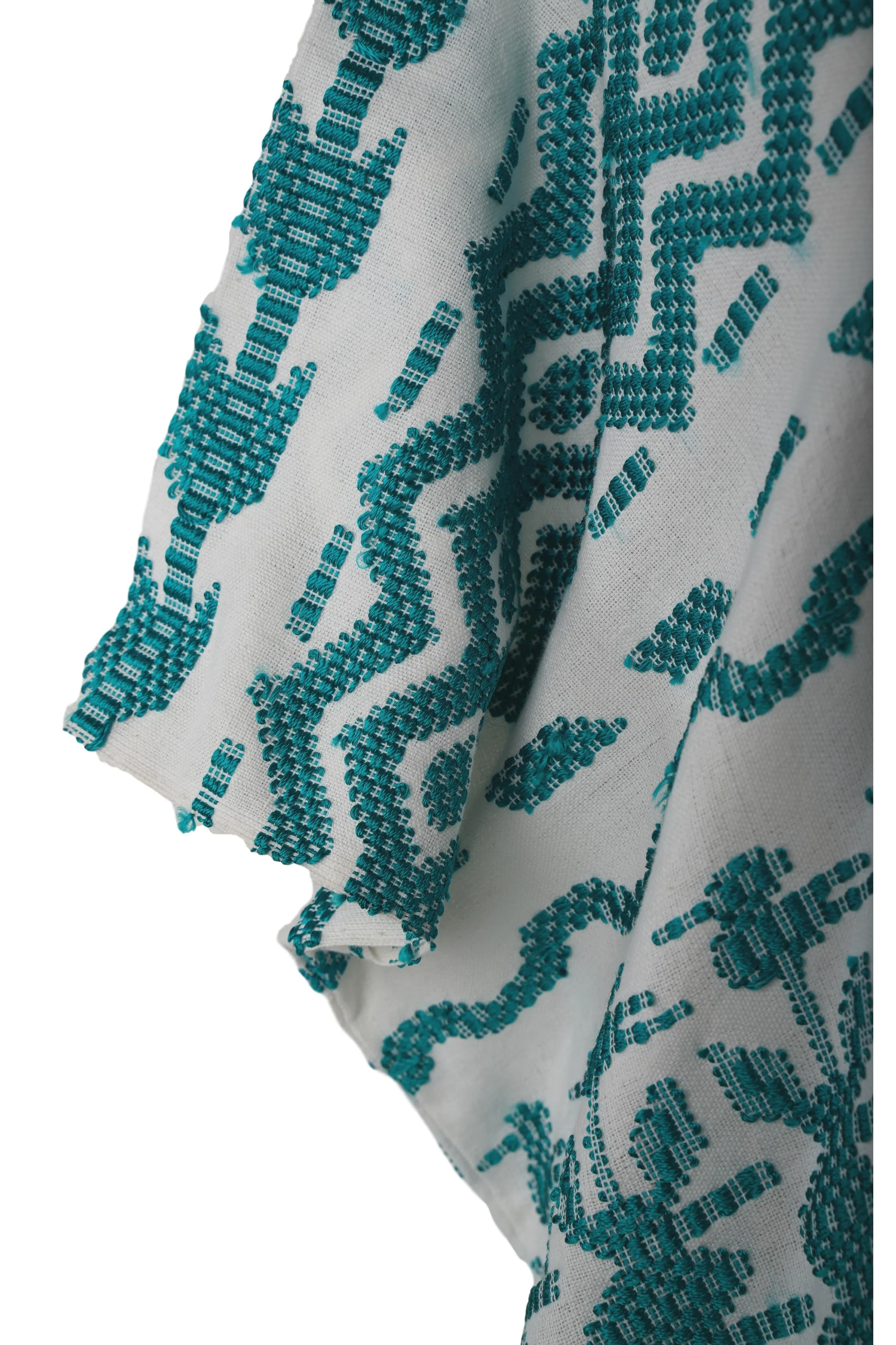 Santa Lucia Embroidered Guatemalan Kaftan - Teal, White