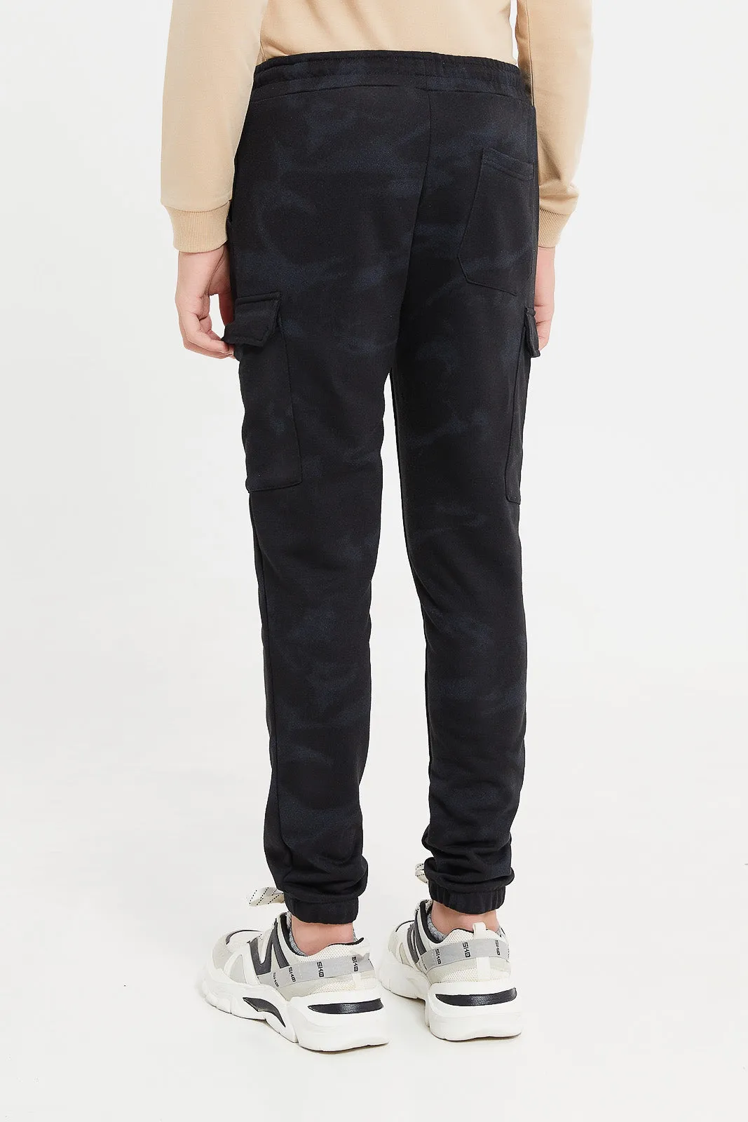 Senior Boys Black Cargo Active Pants