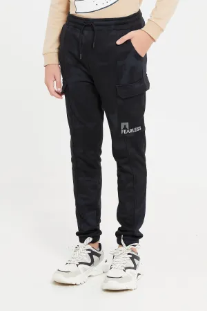 Senior Boys Black Cargo Active Pants