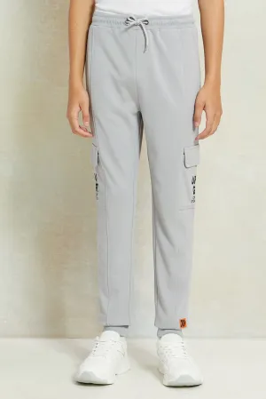 Senior Boys Grey Printed Cargo Active Pants