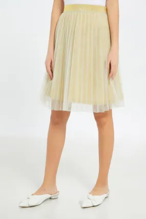 Senior Girls Gold Pleated Tulle Skirt