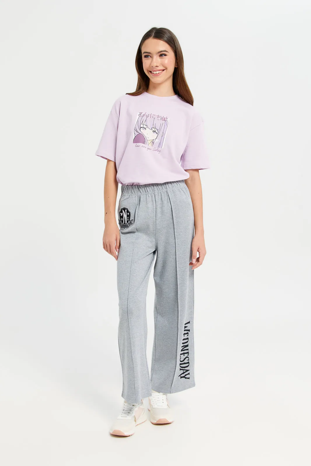 Senior Girls Grey Wednesday Wide Leg Pants