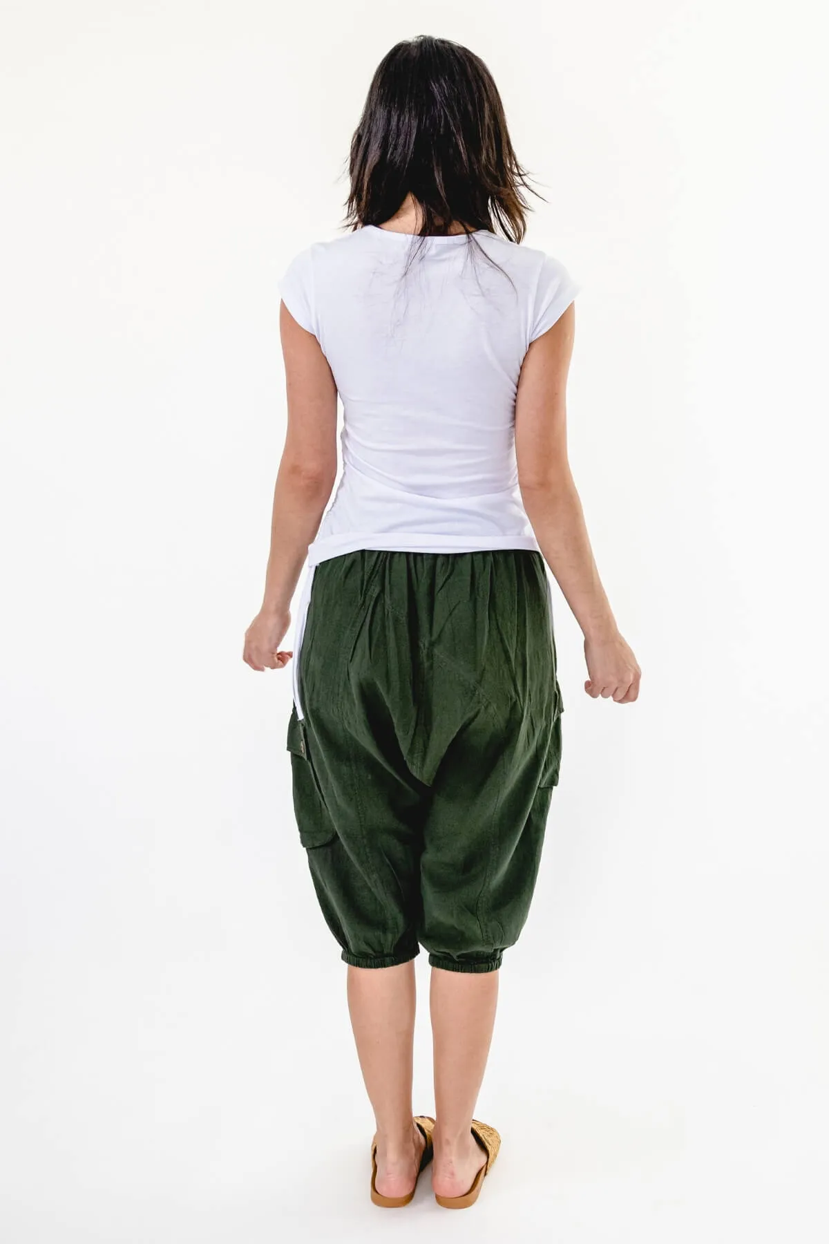 Short Drop Crotch Pants - Green