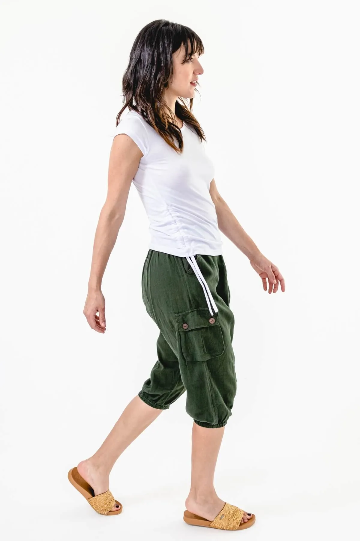 Short Drop Crotch Pants - Green