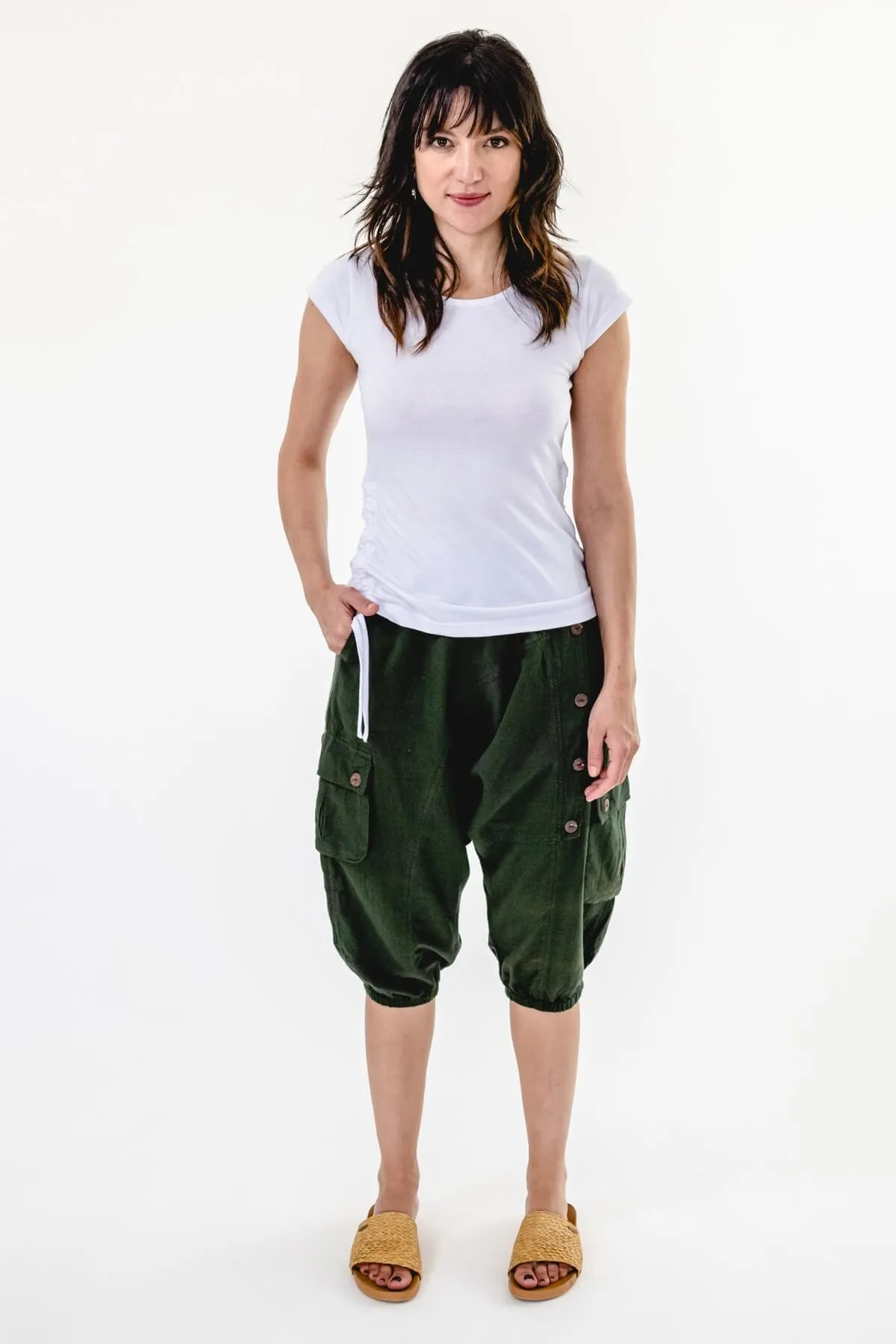 Short Drop Crotch Pants - Green