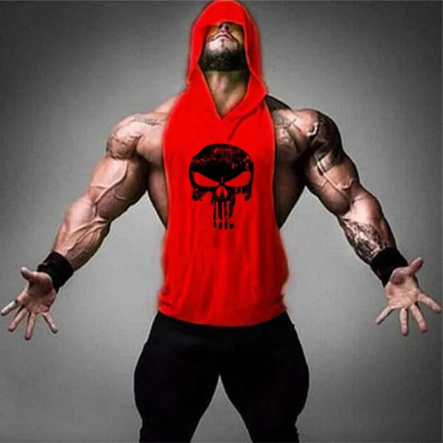 Skull Bodybuilding Stringer Tank Tops men Stringer Shirt Fitness Tank Top Men Gym sleeveless hoodies Cotton Vest Free shipping