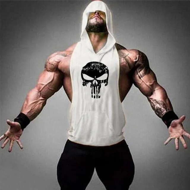 Skull Bodybuilding Stringer Tank Tops men Stringer Shirt Fitness Tank Top Men Gym sleeveless hoodies Cotton Vest Free shipping