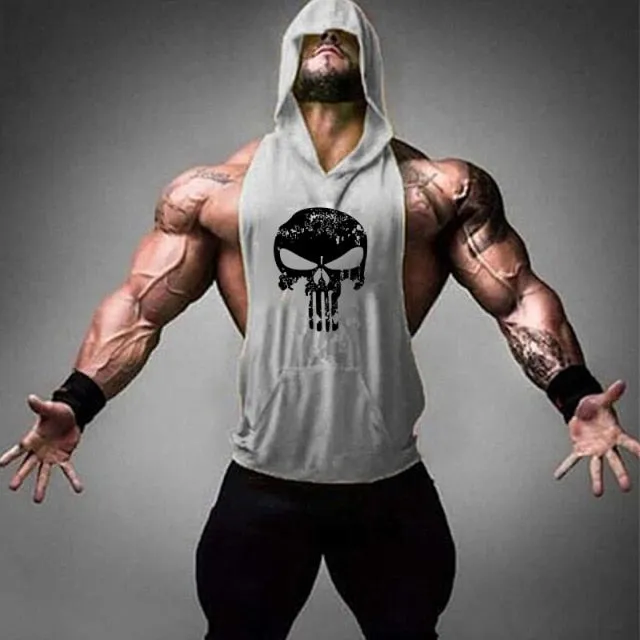 Skull Bodybuilding Stringer Tank Tops men Stringer Shirt Fitness Tank Top Men Gym sleeveless hoodies Cotton Vest Free shipping