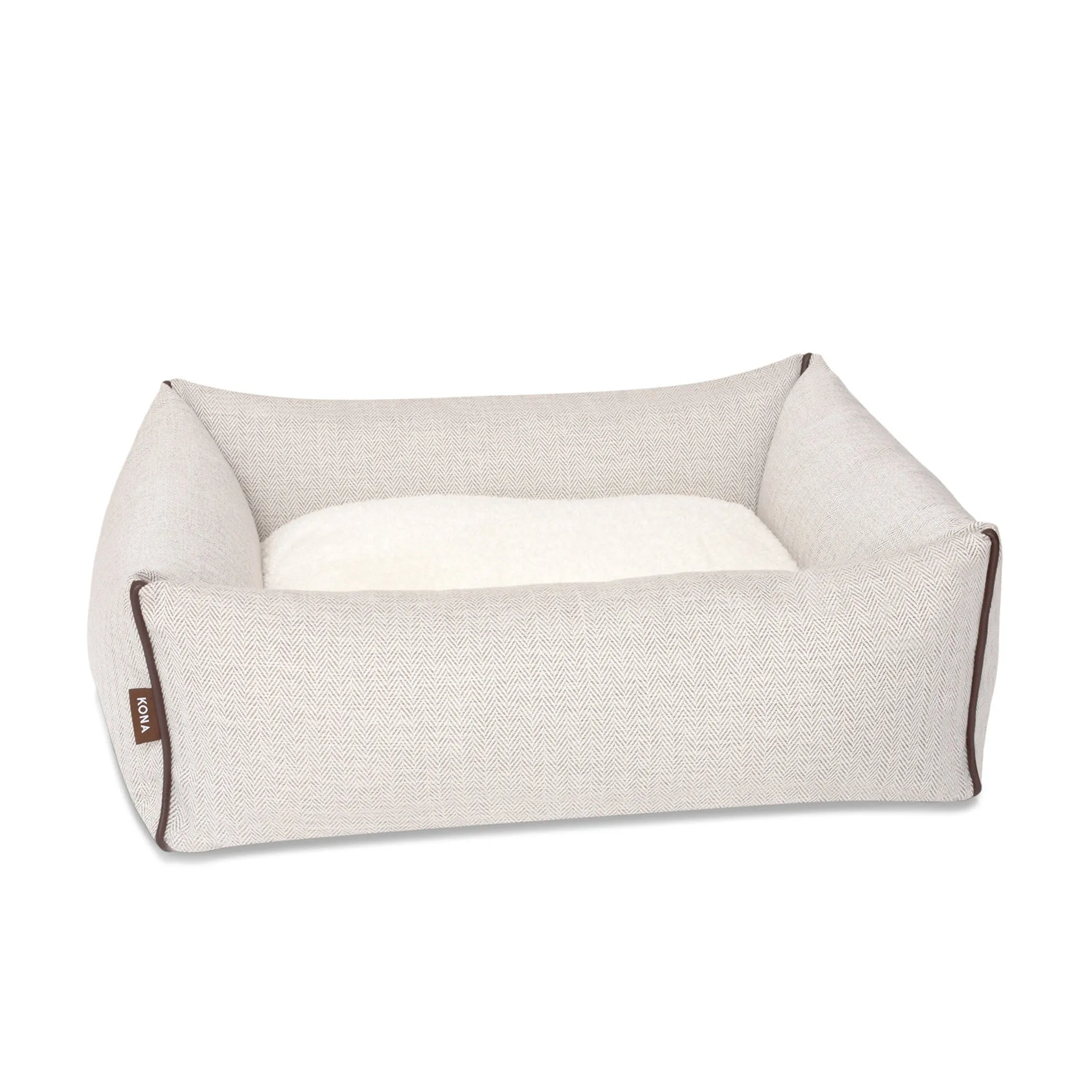 Snuggle Cave Pet Bed - Cream Herringbone