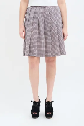 SS 2000 Brown & Multi Check Pleated Skirt