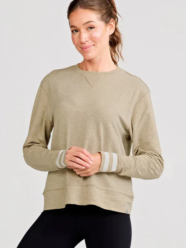 tasc Performance Women's Clubhouse  French Terry Sweatshirt in Desert Heather