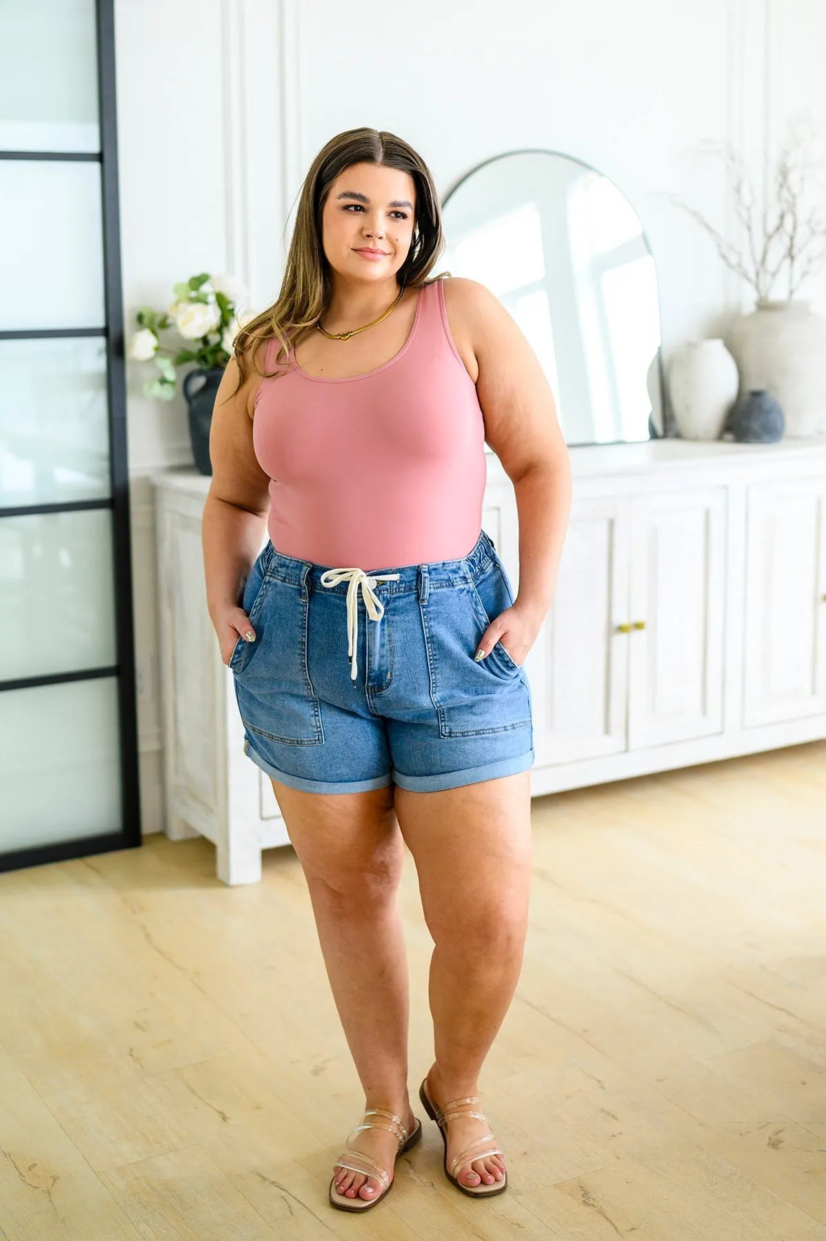 The Basics Reversible Longline Tank in Dusty Rose - Yelete