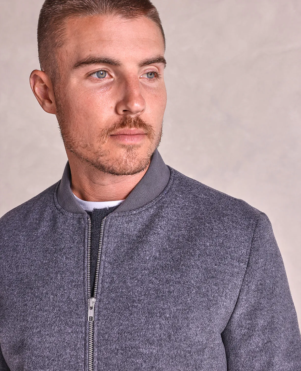 The Bristol - Wool/Cashmere Bomber Jacket - Grey