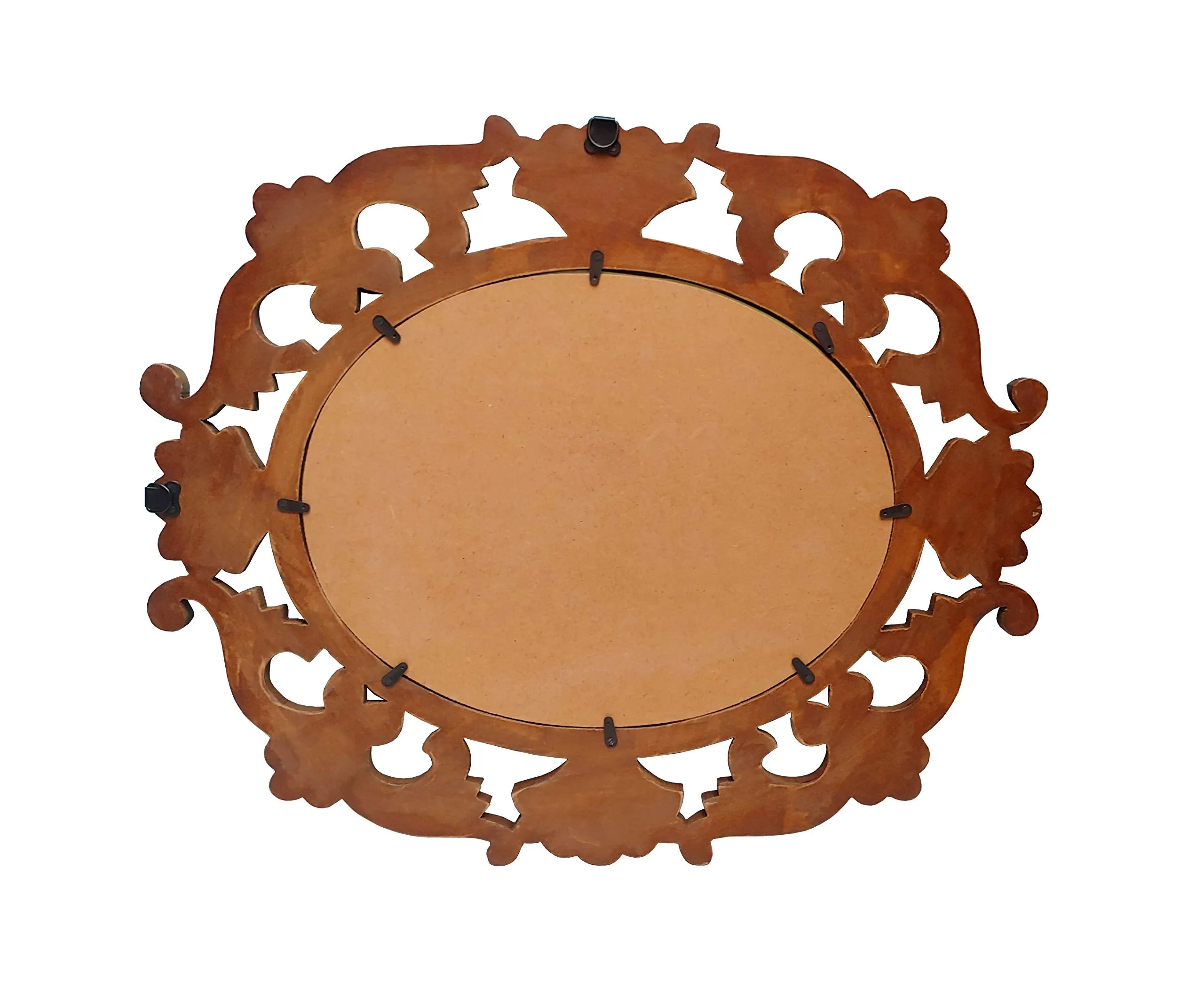 THE URBAN STORE Decorative & Hand Crafted Wooden Oval Shape Vanity Wall Mirror for Living Room, Bathroom, Bedroom (24x20) Inches