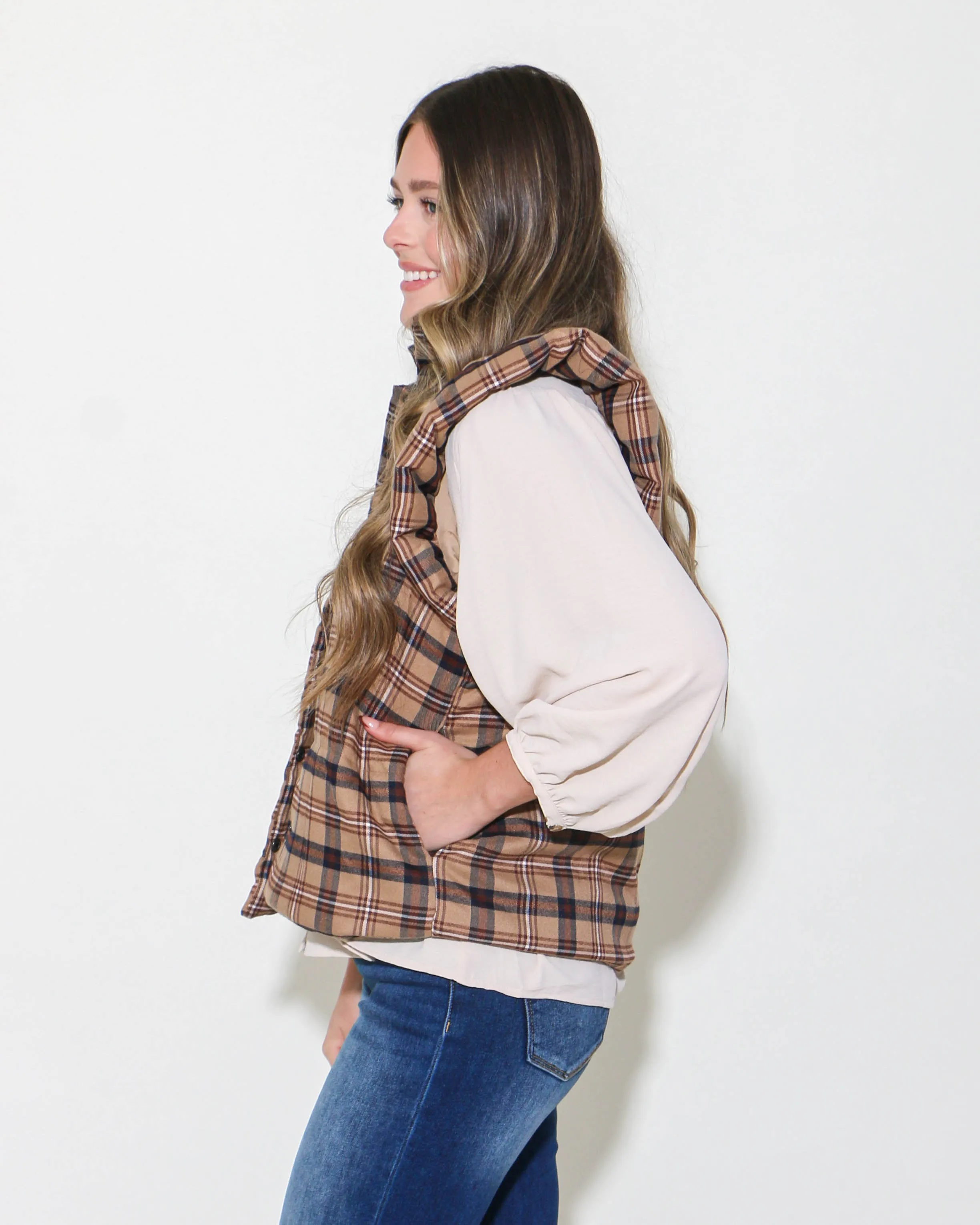 THML Plaid Puffer Vest