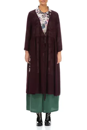 Tie Front Aubergine Mesh Silk Rayon Jacket