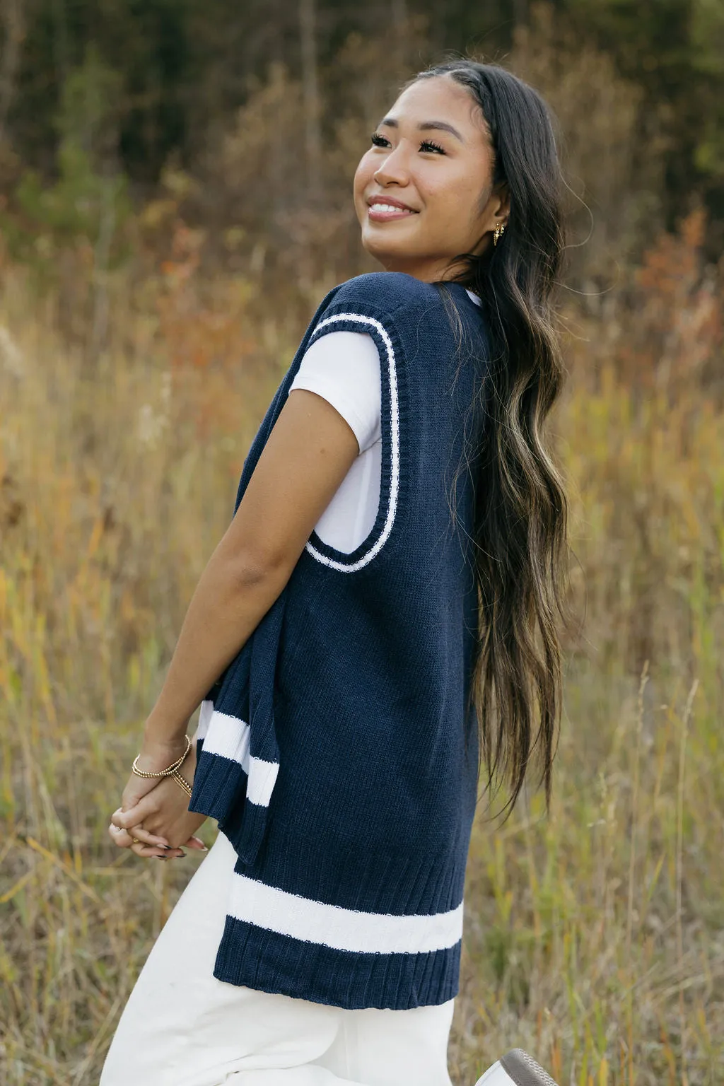 Tori Sweater Vest-Navy