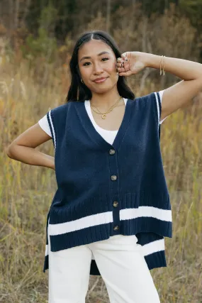 Tori Sweater Vest-Navy