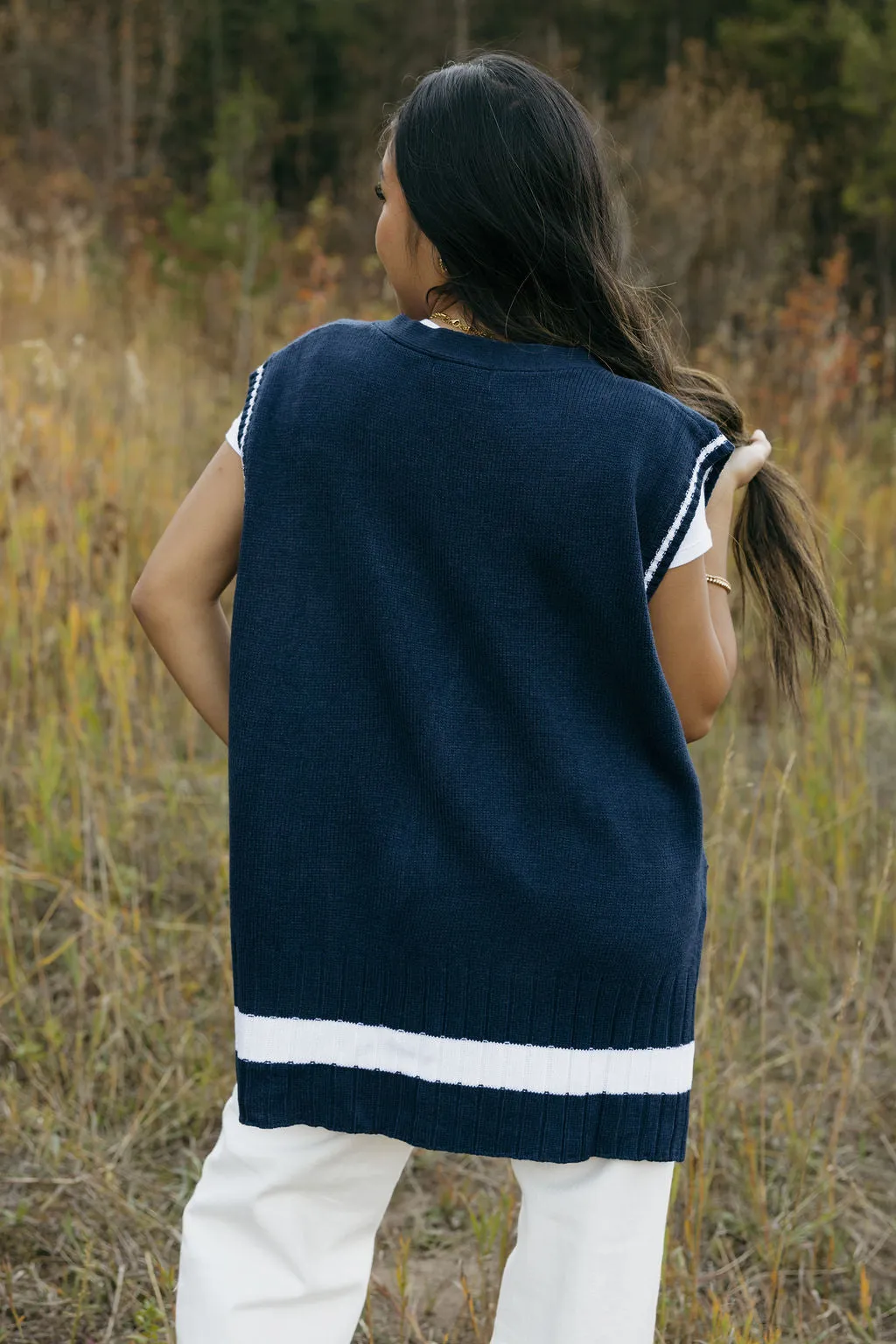 Tori Sweater Vest-Navy