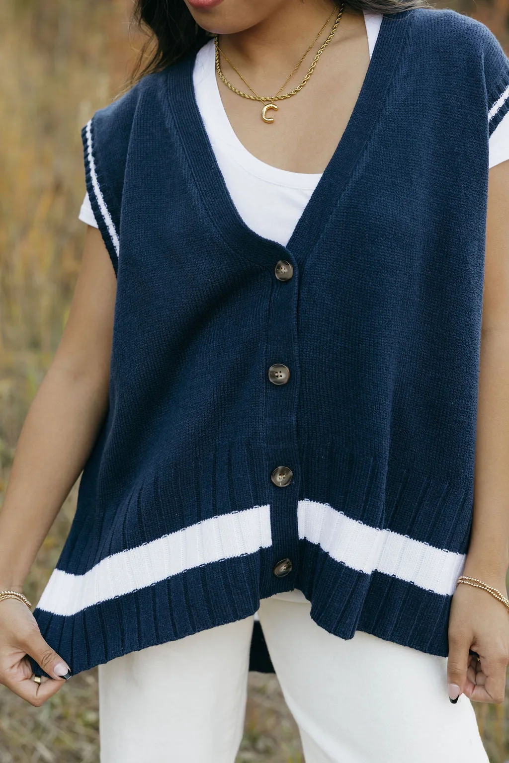 Tori Sweater Vest-Navy