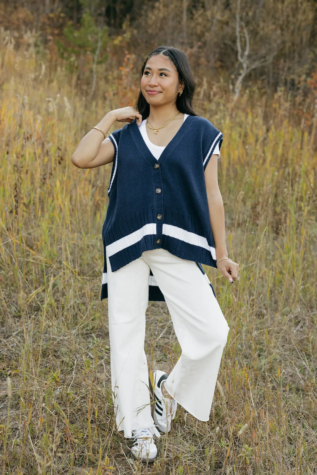 Tori Sweater Vest-Navy