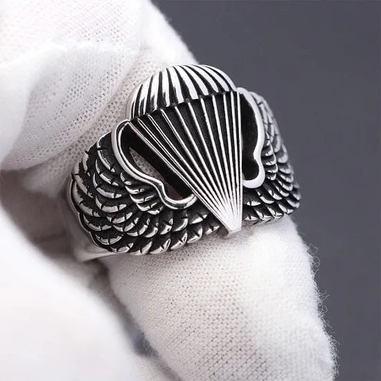 US Army Airborne Parachutist  Sterling Silver Ring