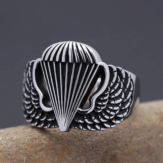 US Army Airborne Parachutist  Sterling Silver Ring