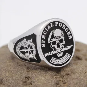 U.S Army Special Forces Green Beret Skull Rings for Men Silent Death