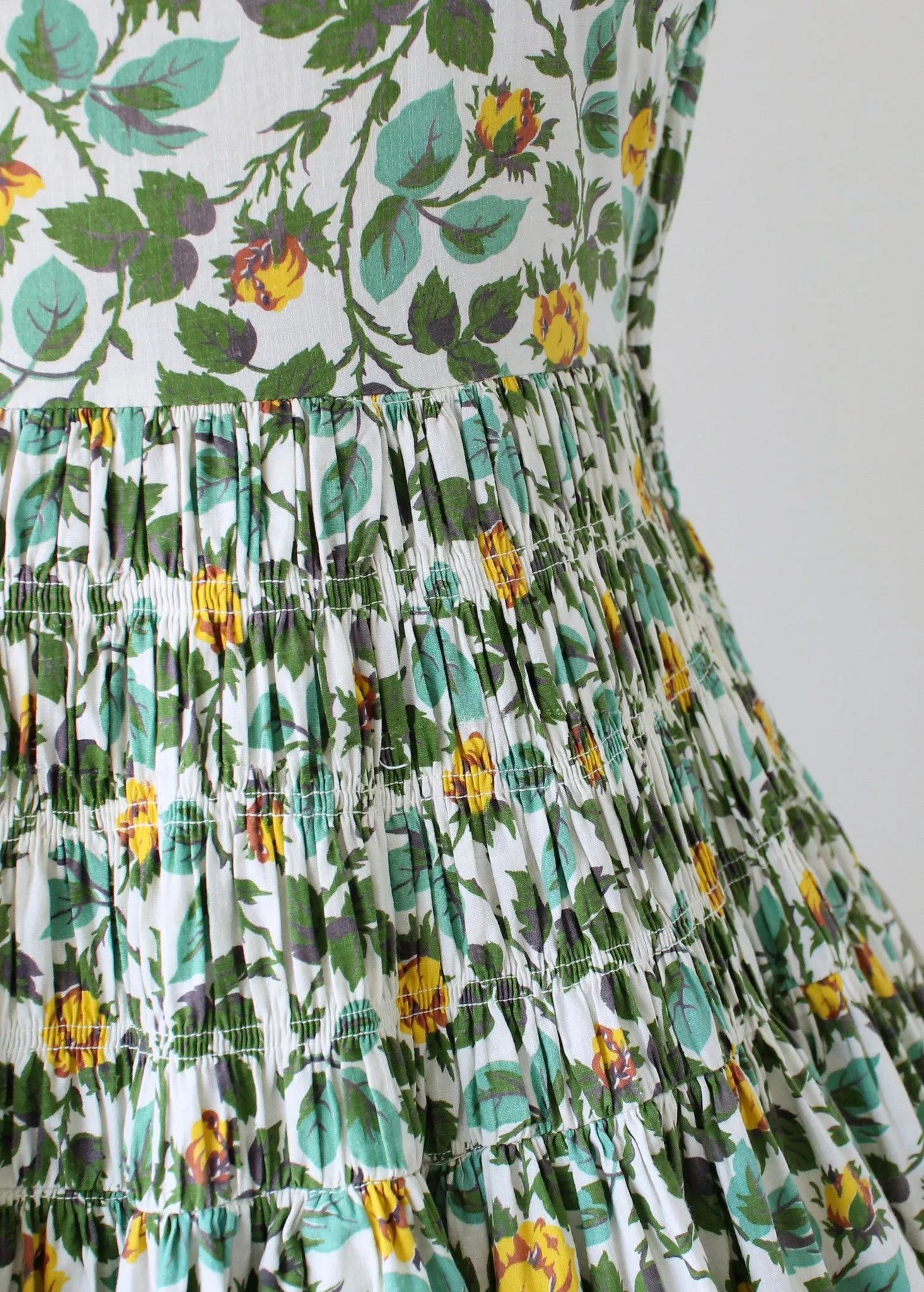 Vintage 1950s Vicky Vaughn Floral Cotton Summer Dress