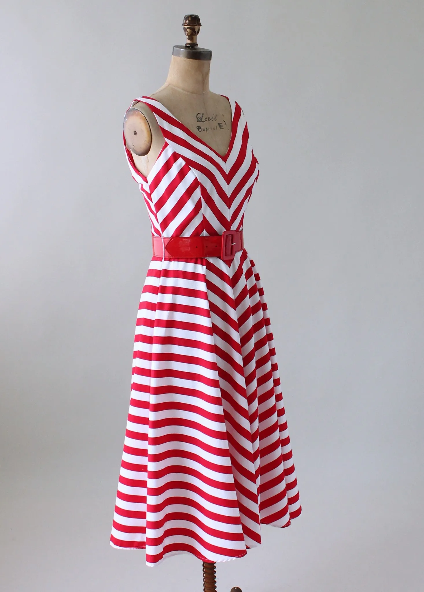 Vintage 1980s Red and White Striped Sundress