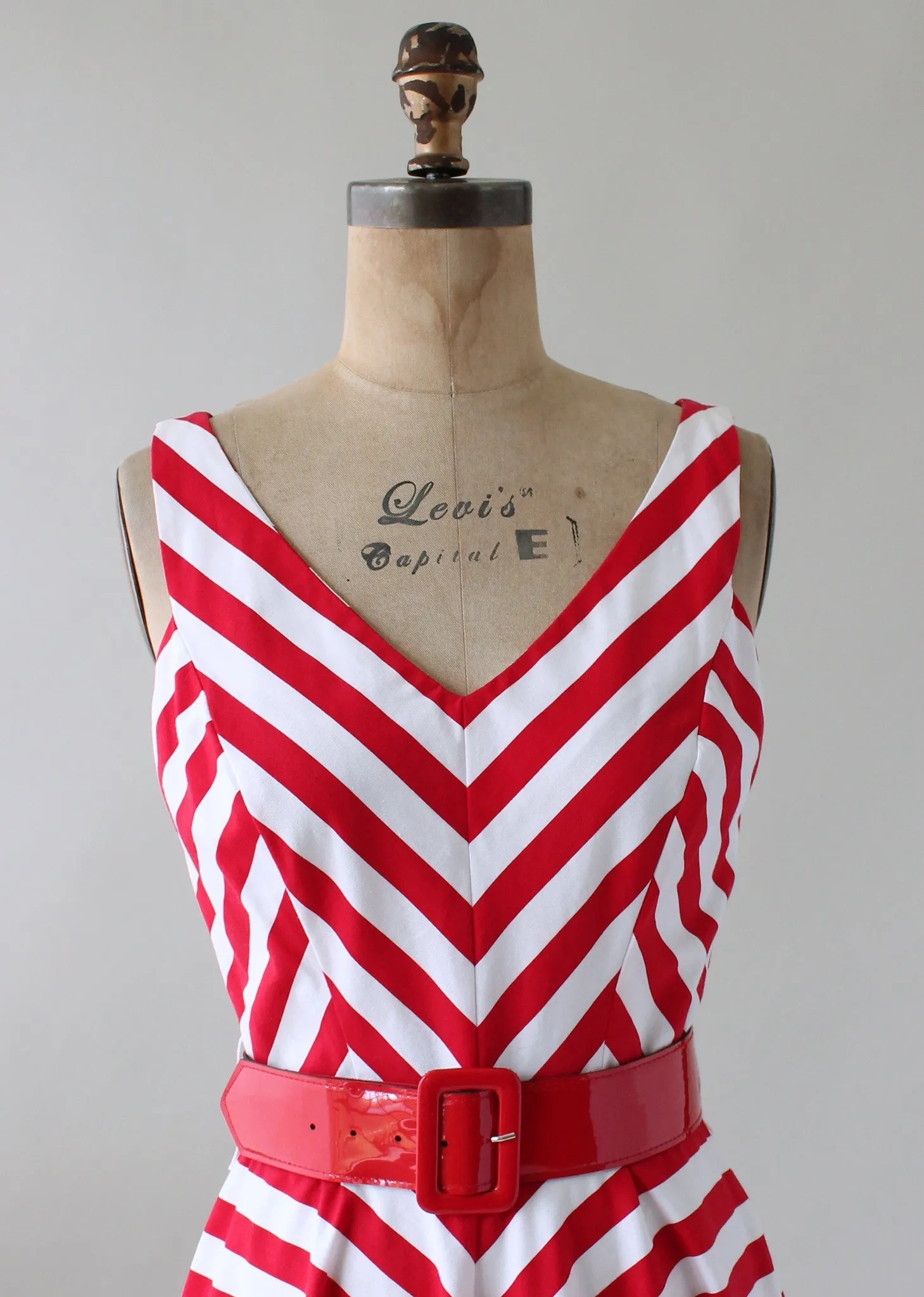 Vintage 1980s Red and White Striped Sundress