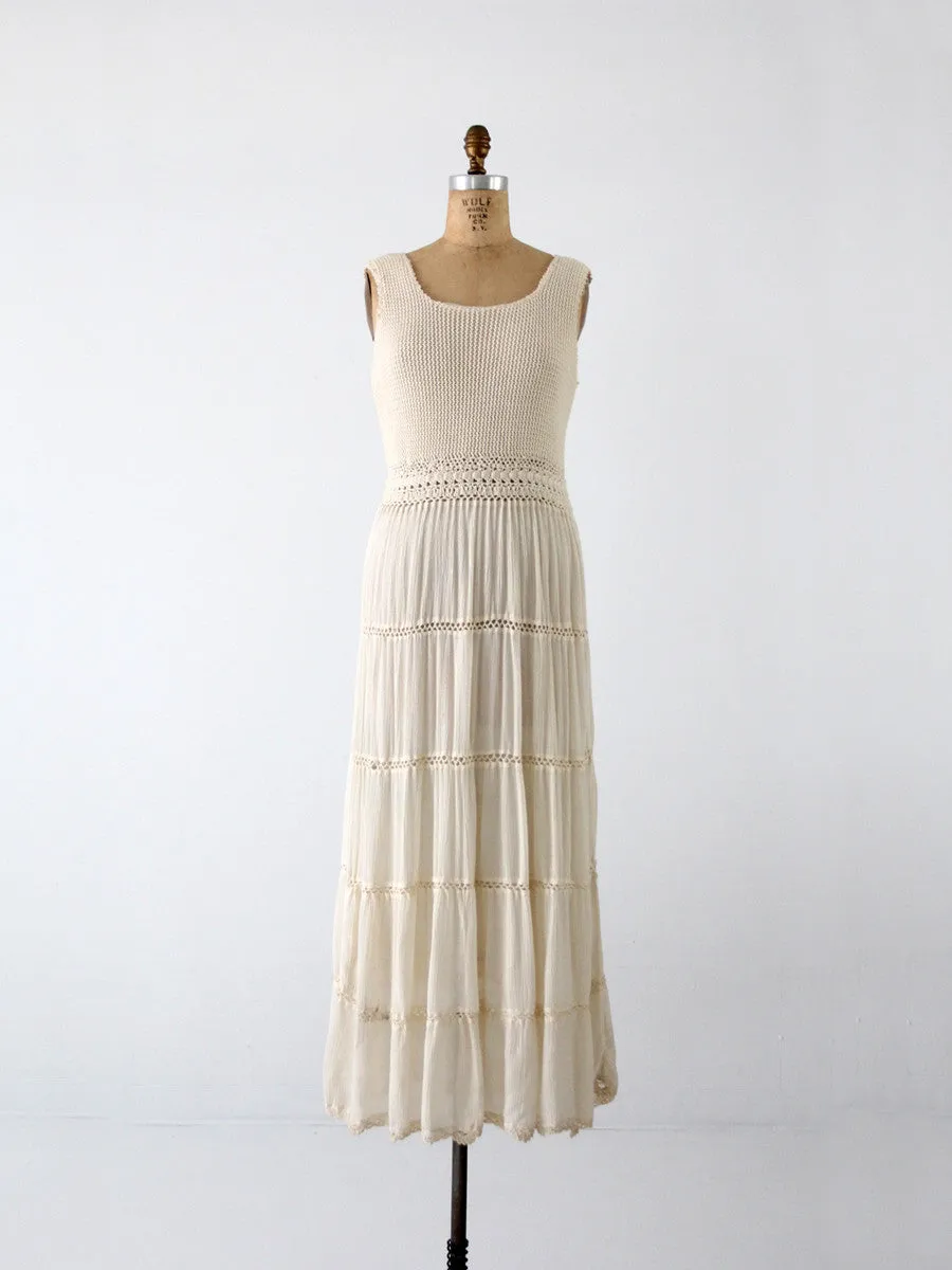 vintage 70s crotchet maxi dress