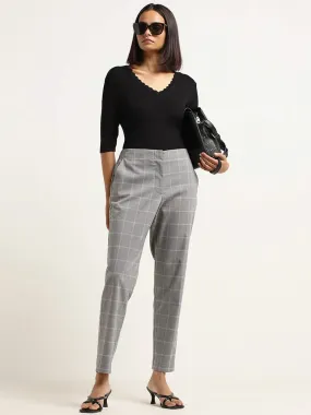 Wardrobe Grey Checked Trousers