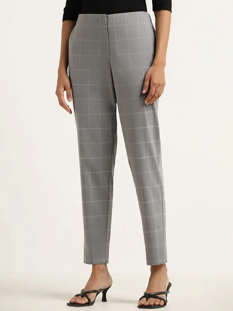 Wardrobe Grey Checked Trousers