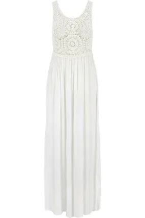 White Maxi Dress with Crocheted Top