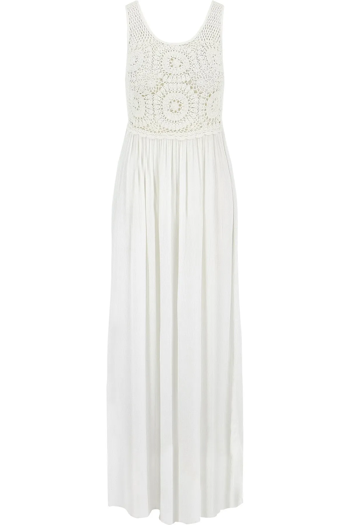 White Maxi Dress with Crocheted Top